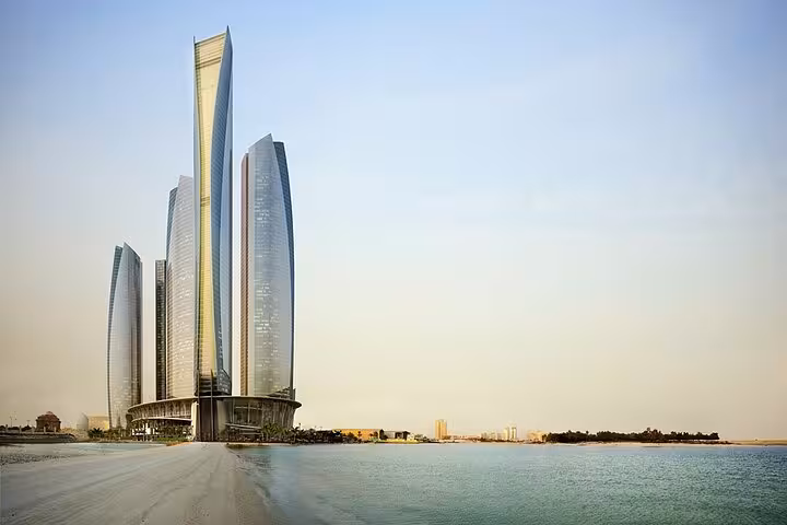 Etihad Towers on Abu Dhabi Corniche waterfront, a highlight stop on a private full-day Abu Dhabi city tour