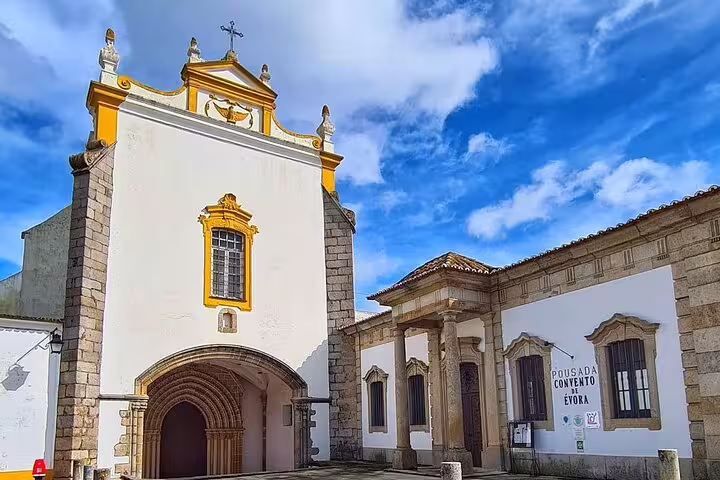 Historic architecture in Évora on a sunny day, featured on the Évora Essentials full-day tour from Lisbon, Portugal.