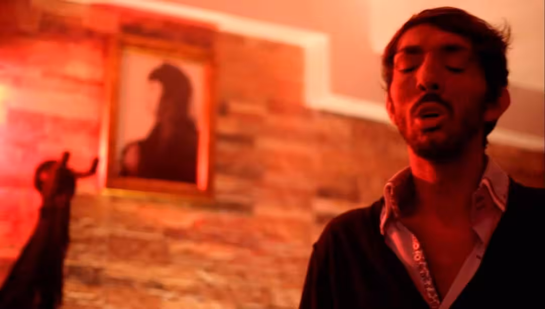 Fado singer performing in a Lisbon tavern, warm red lighting and intimate Portuguese music atmosphere