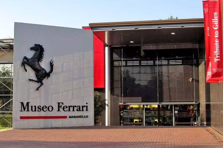 Entrance of Museo Ferrari Maranello, starting point for a private Ferrari Museum tour and balsamic vinegar tasting in Modena