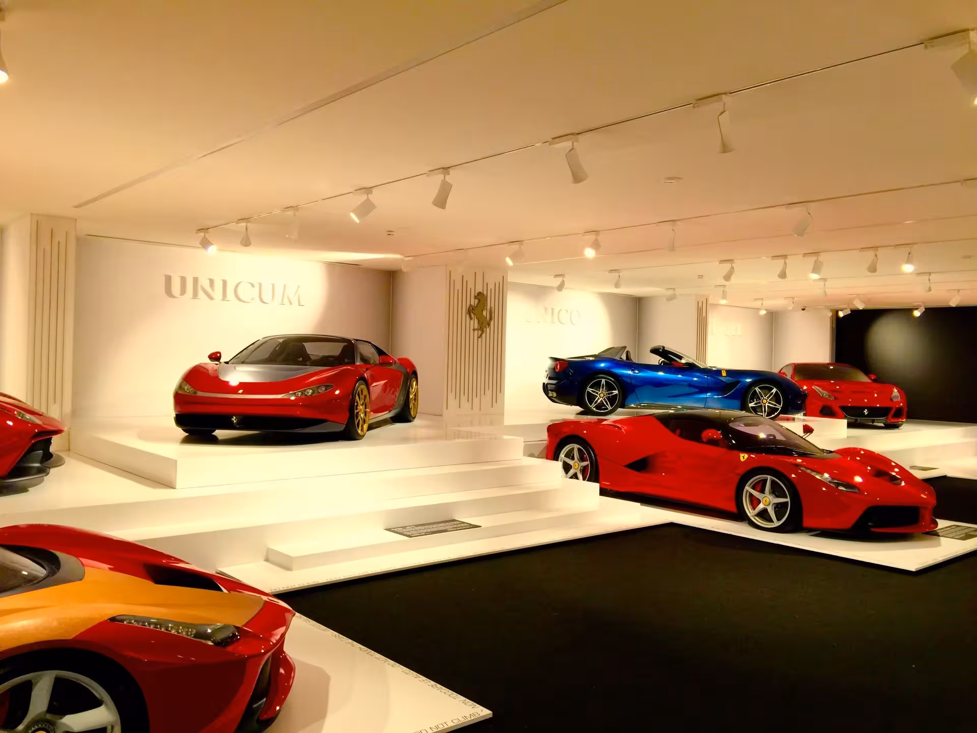 Luxury Ferrari supercar gallery at Museo Ferrari Maranello, highlight of Ducati Museum plus Ferrari Museum combo