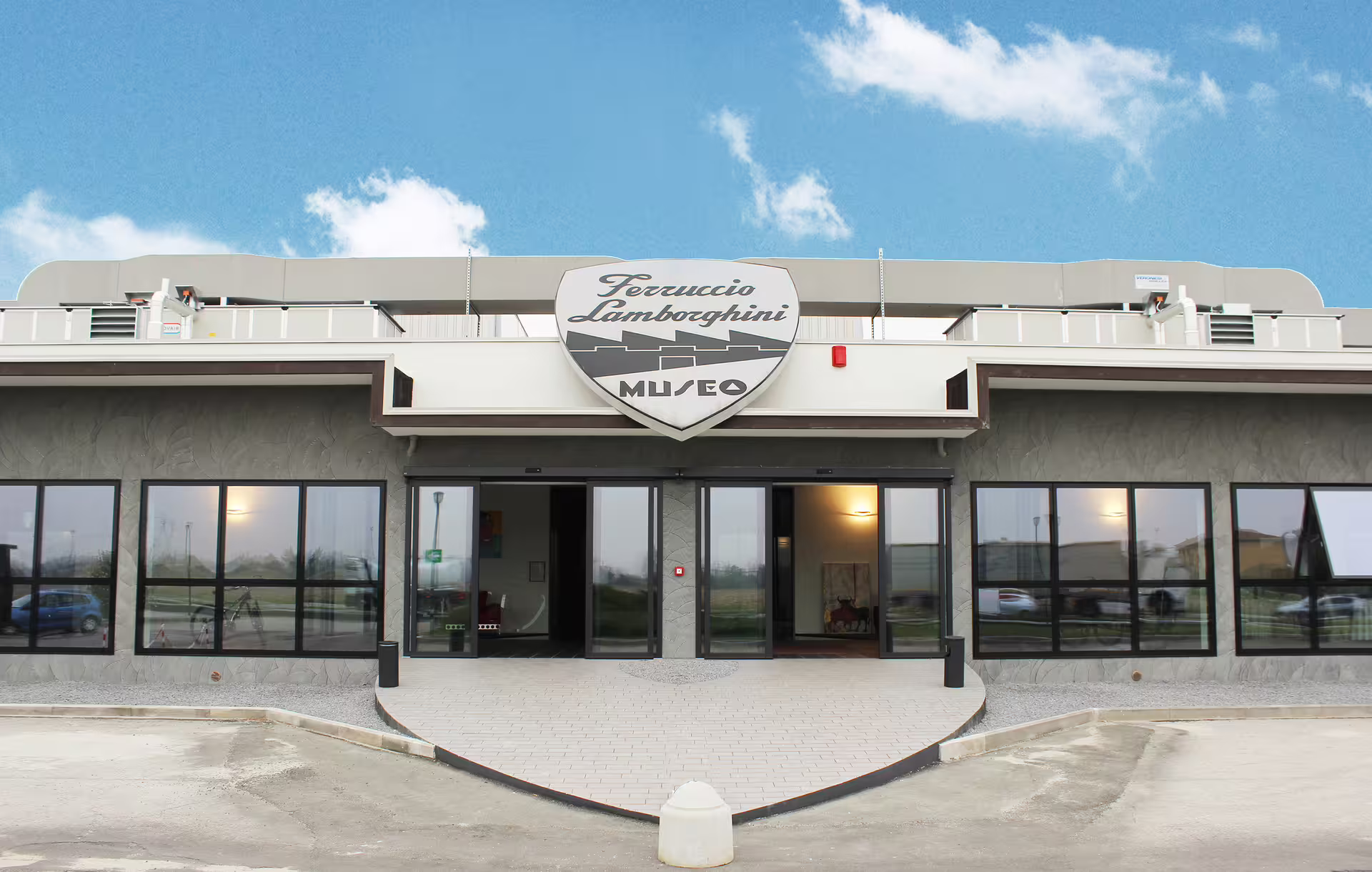 Ferruccio Lamborghini Museum entrance near Bologna, Italy, for pre-booked entry ticket and visit