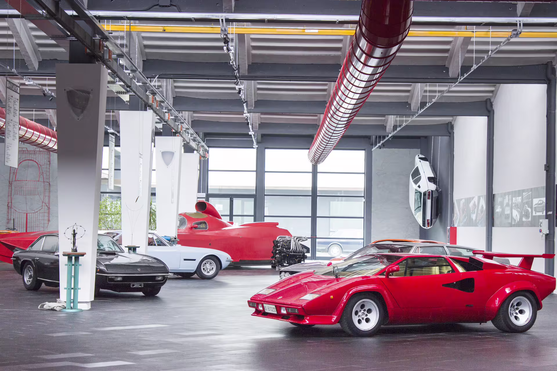 Classic Lamborghini supercars on display at Ferruccio Lamborghini Museum near Bologna, entry ticket tour
