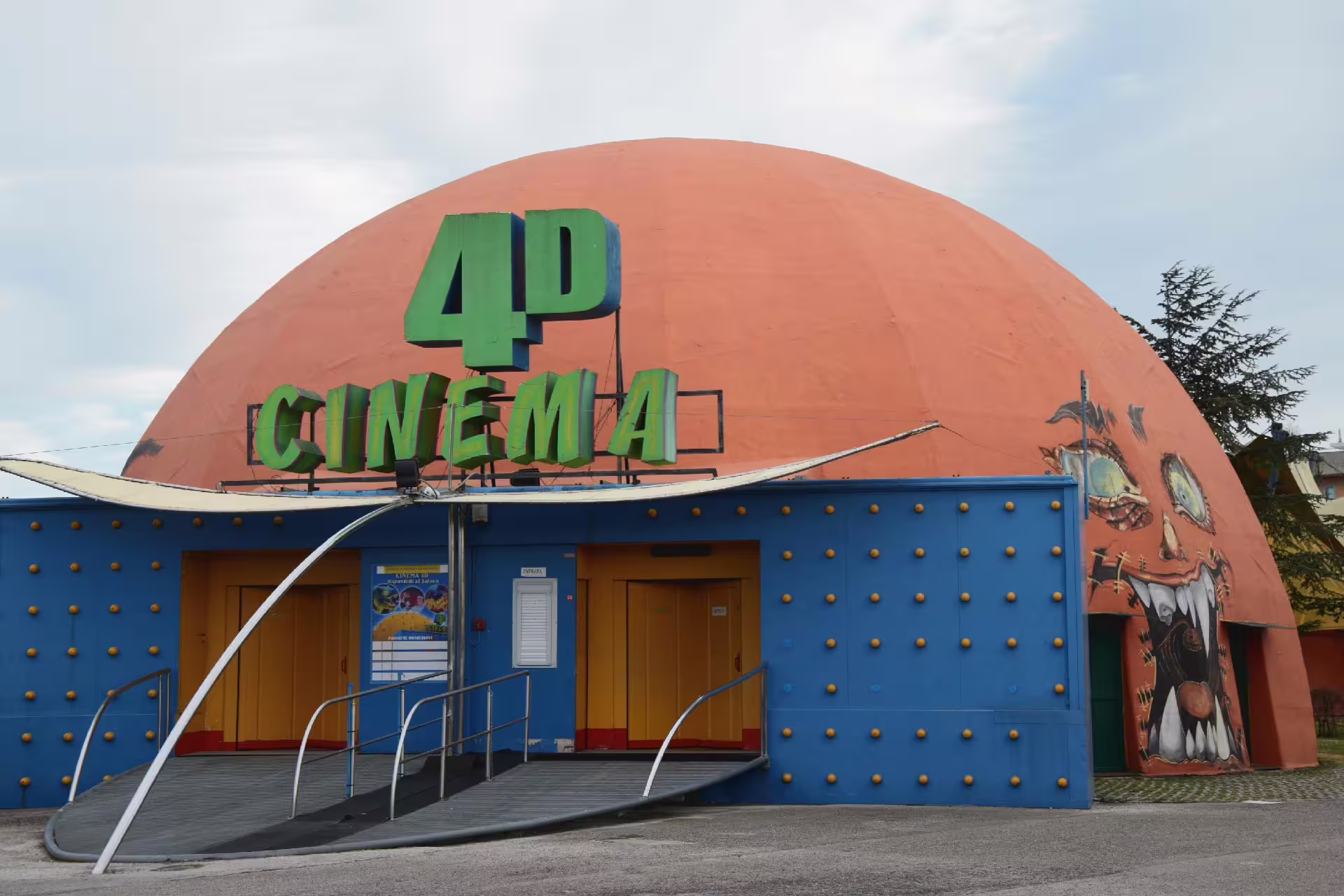 Fiabilandia Rimini 4D Cinema dome entrance, family-friendly attraction included with park ticket