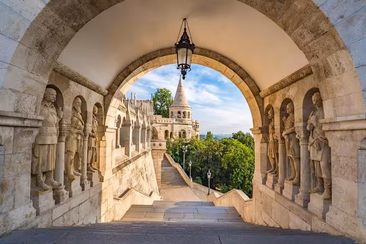 Fisherman’s Bastion archway and towers in Budapest, iconic landmark on Vienna to Bratislava and Budapest day trip