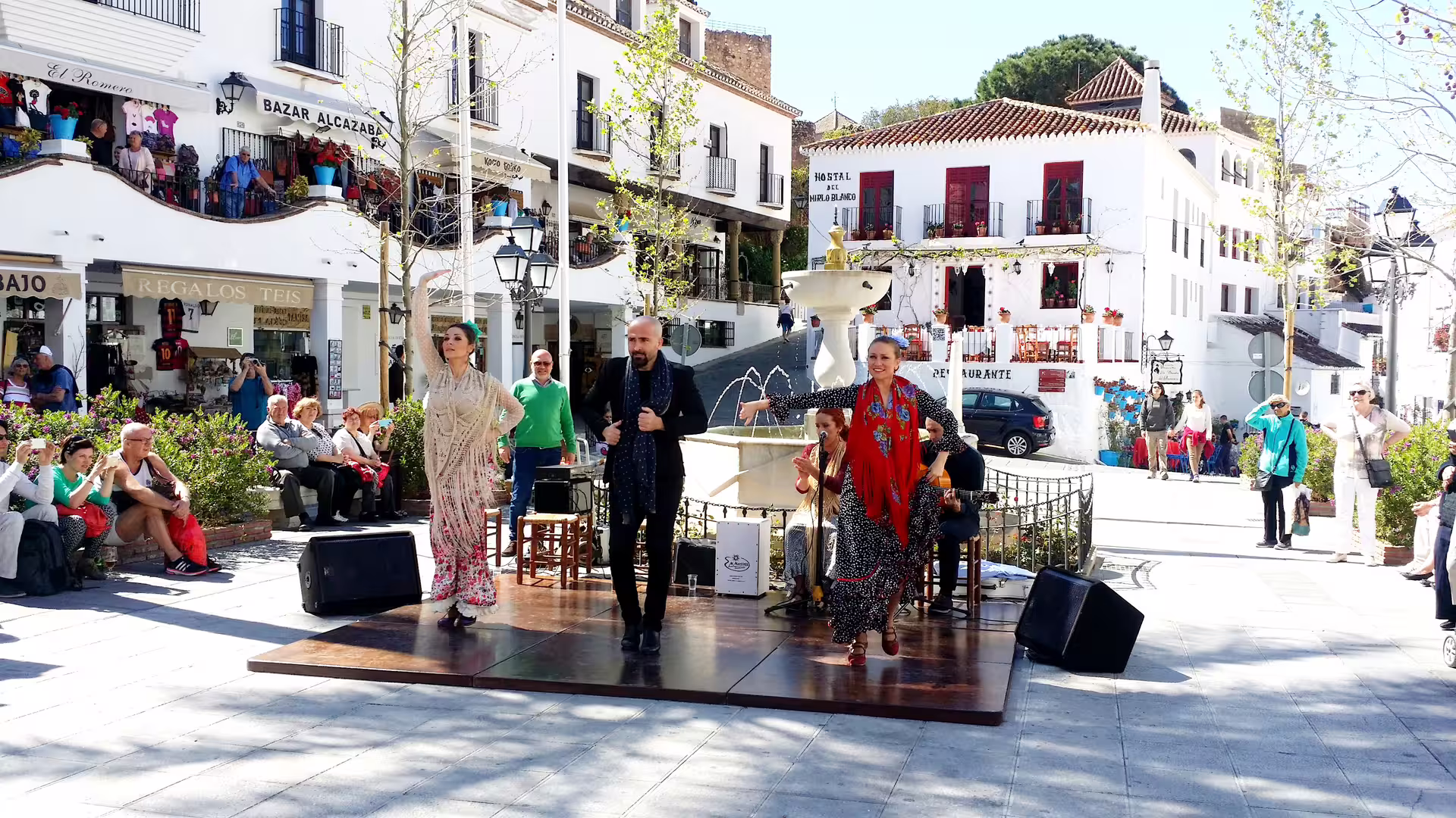 Flamenco show in Mijas Pueblo during a private full-day Malaga and Mijas tour with hotel pick-up