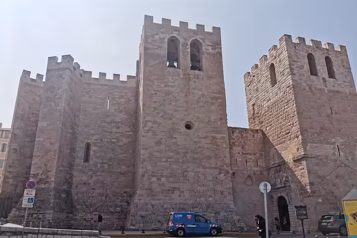 Fort Saint-Jean stone towers in Marseille, stop on private city tour with private transfer to airport or address
