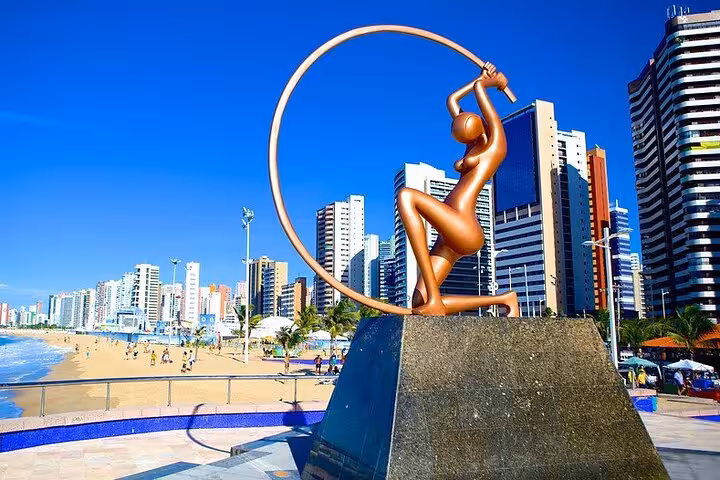 Iracema statue on Fortaleza beachfront promenade near Orla Marítima hotels, Fortaleza Airport private transfer