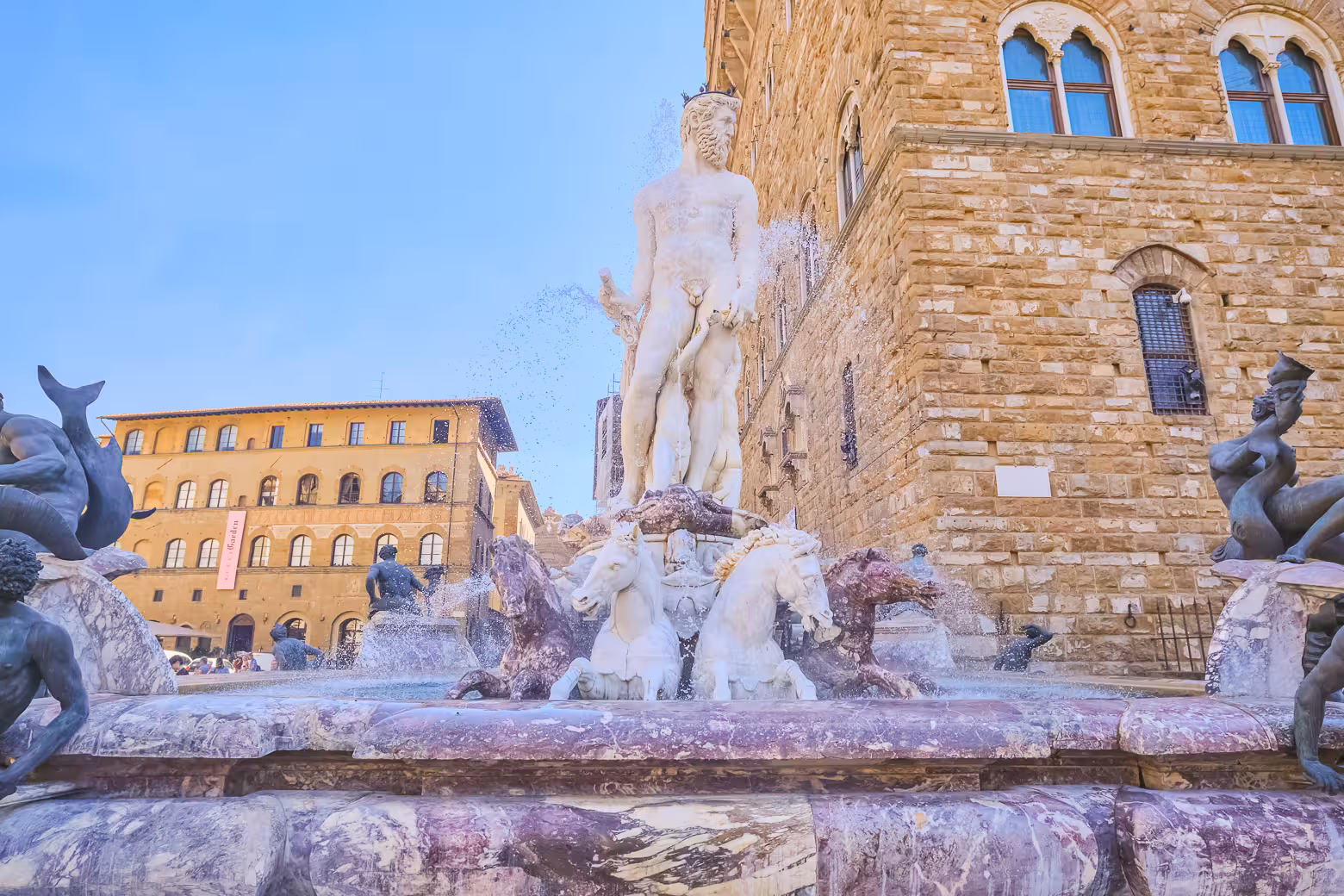 The stunning Fountain of Neptune in Florence is a highlight on a full day shore excursion from Livorno.