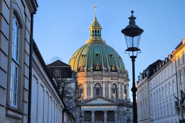 Magnificent view of Frederik's Church dome in Old Copenhagen, a must-see highlight for architecture enthusiasts.