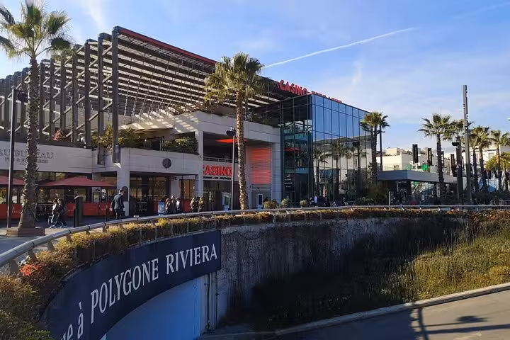 Visit Polygone Riviera's vibrant shopping complex during the French Riviera tour with lunch in St Paul de Vence.