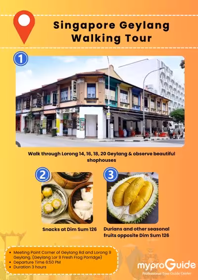Discover Geylang's vibrant street life and cuisine at Lorong 9, famous for its Fresh Frog Porridge, on this walking tour.