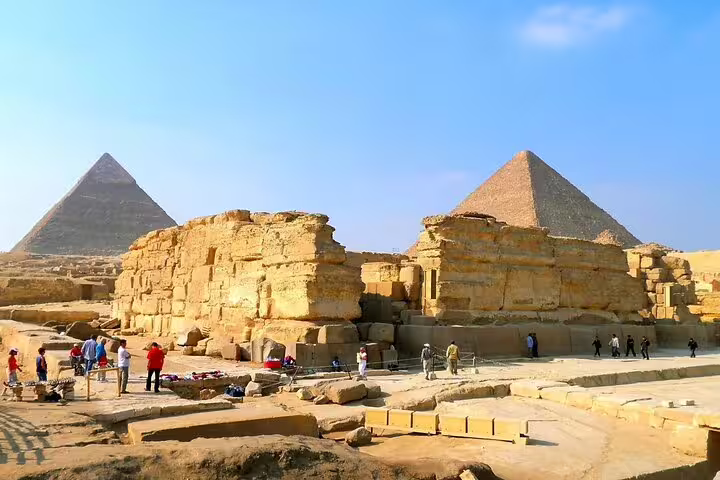 Panoramic view of Giza Pyramids complex in Cairo, key stop on El Sokhna shore excursion guided tour
