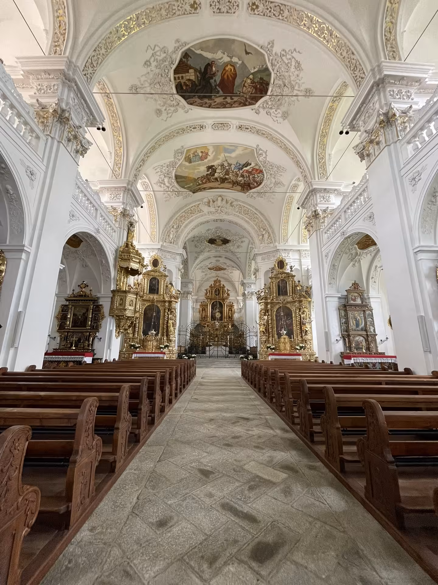 Baroque Swiss church interior near Glacier Express route, cultural stop on premium Zurich day tour