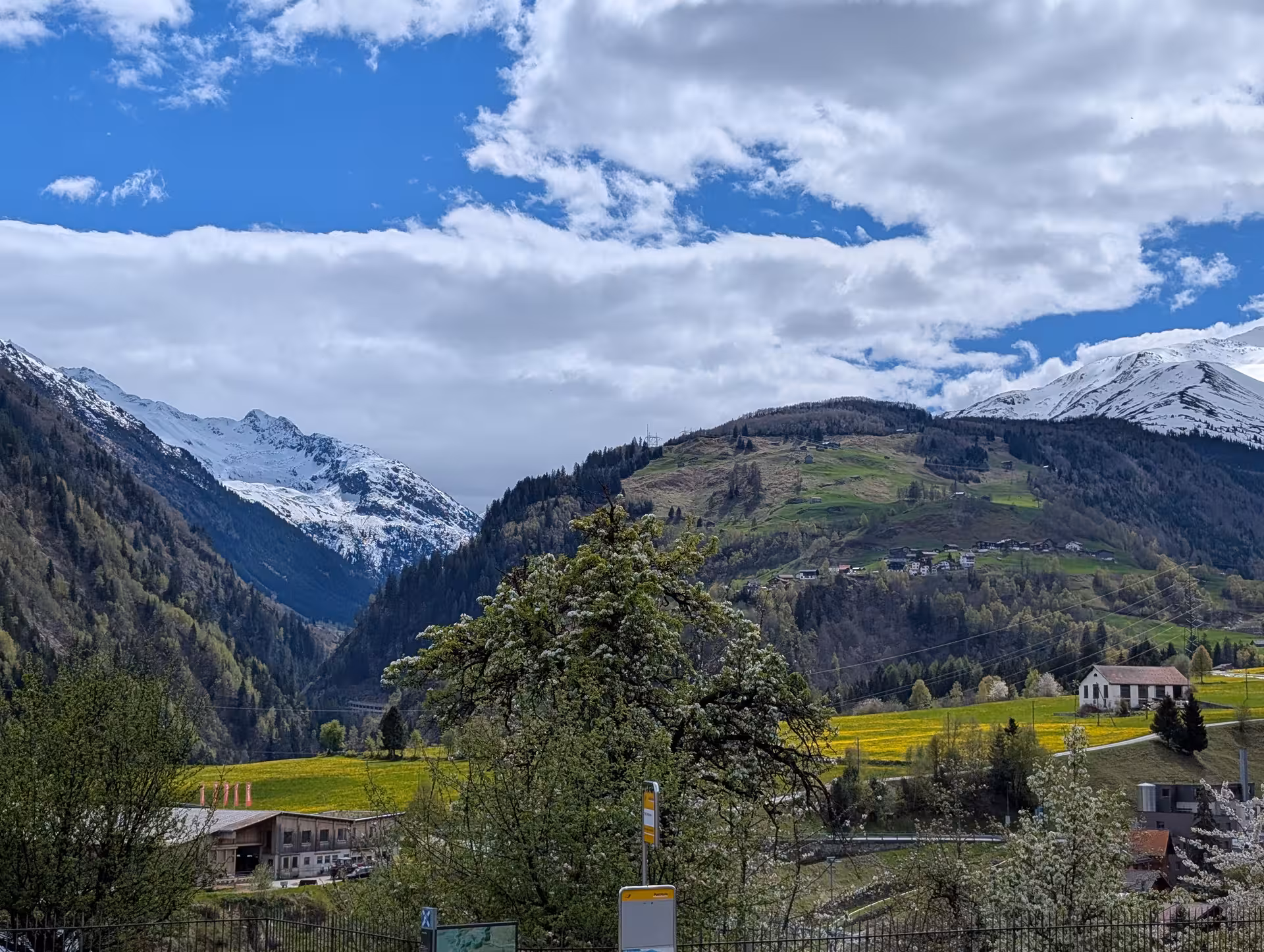 Snowy Swiss Alps valley panorama on Glacier Express route, premium Zurich tour with mountain views