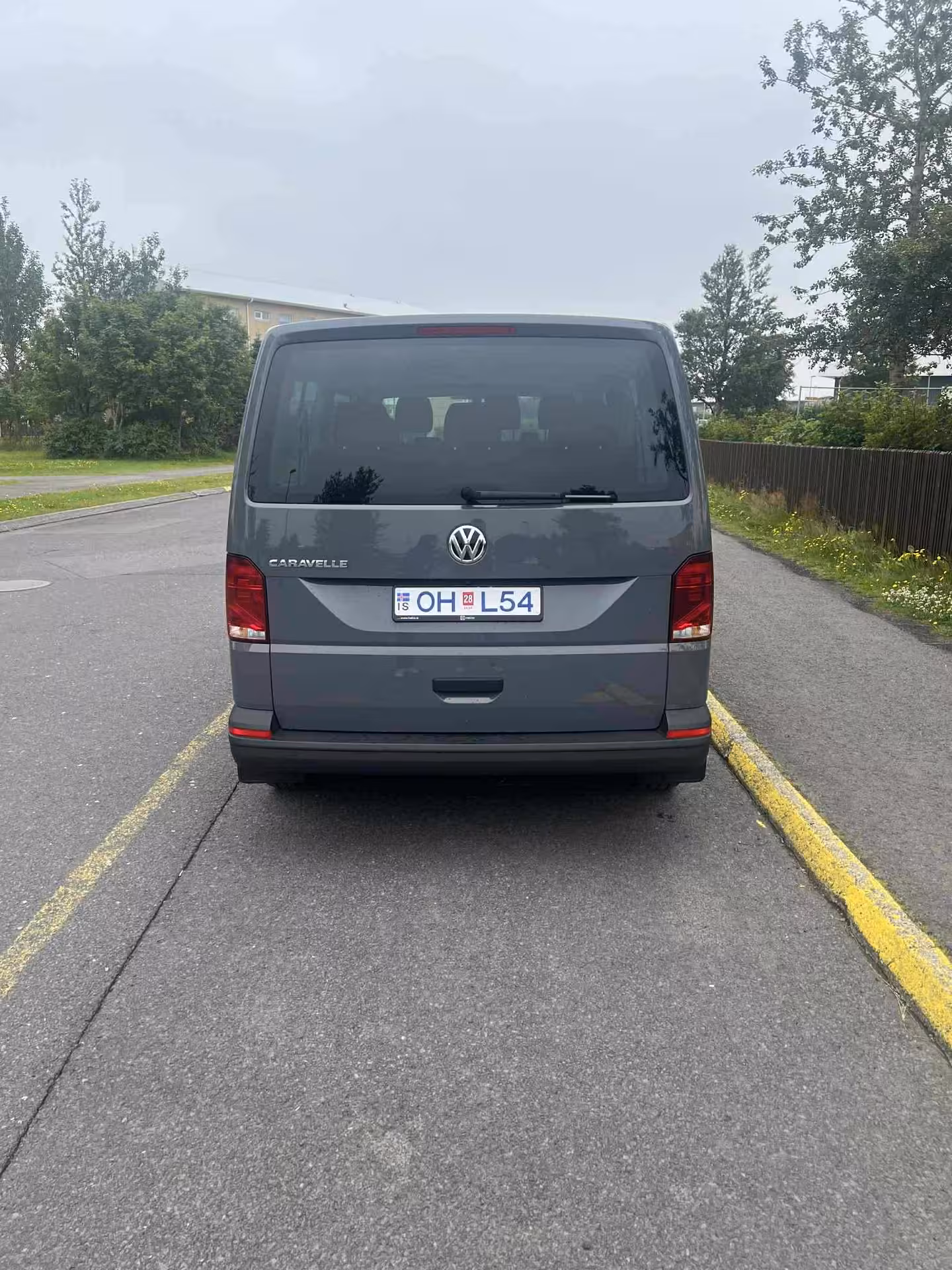Rear view of tour minibus used for Grand Golden Circle tour from Reykjavik, reliable Iceland day trip transport