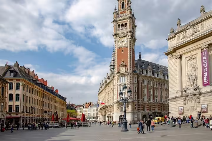 Grand Place Lille with belfry and historic facades, key stop on the self-guided e-Scavenger hunt tour