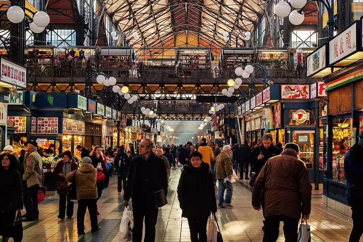 Great Market Hall Budapest interior with bustling stalls, ideal stop on a private local sightseeing tour