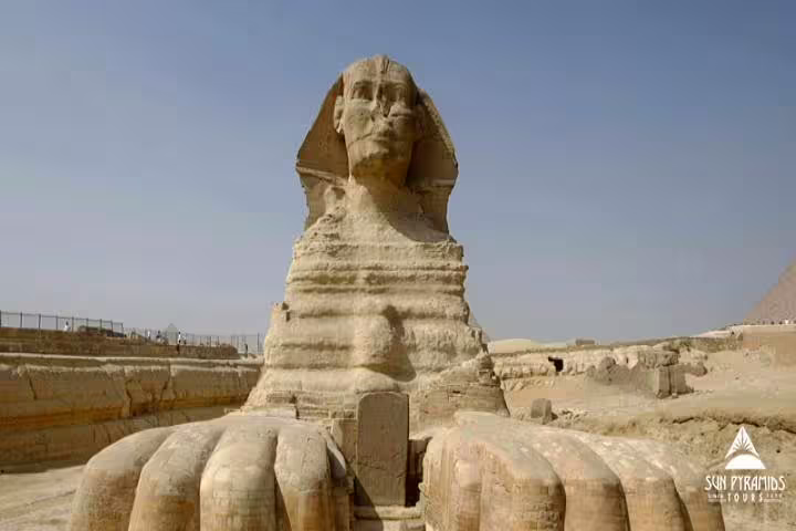 Great Sphinx of Giza under clear sky, highlight of 12 days 11 nights Cairo Luxor Aswan and Petra tour