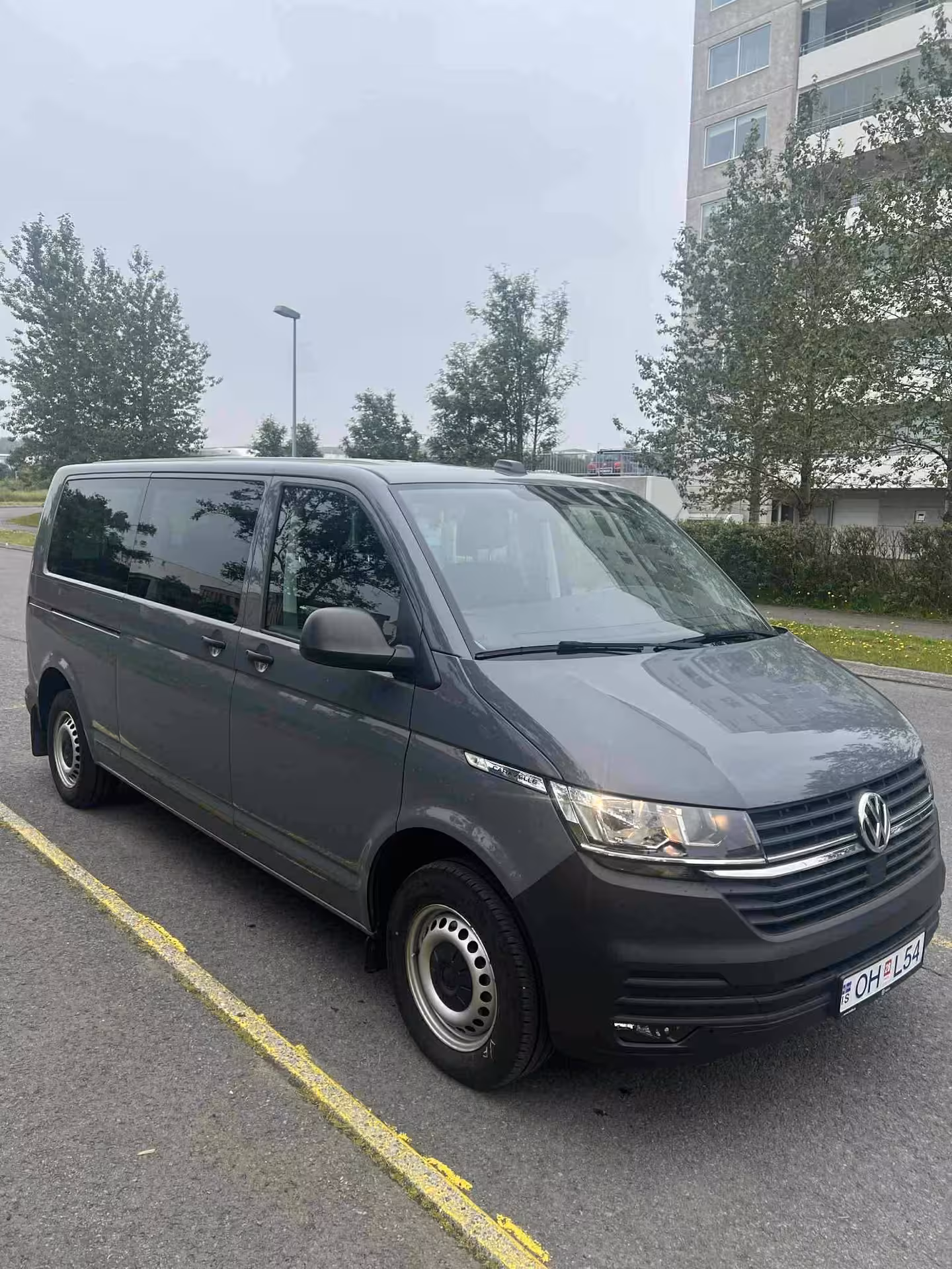 Grey Volkswagen minibus for Grand Golden Circle tour from Reykjavik, ideal for small-group Iceland day trips