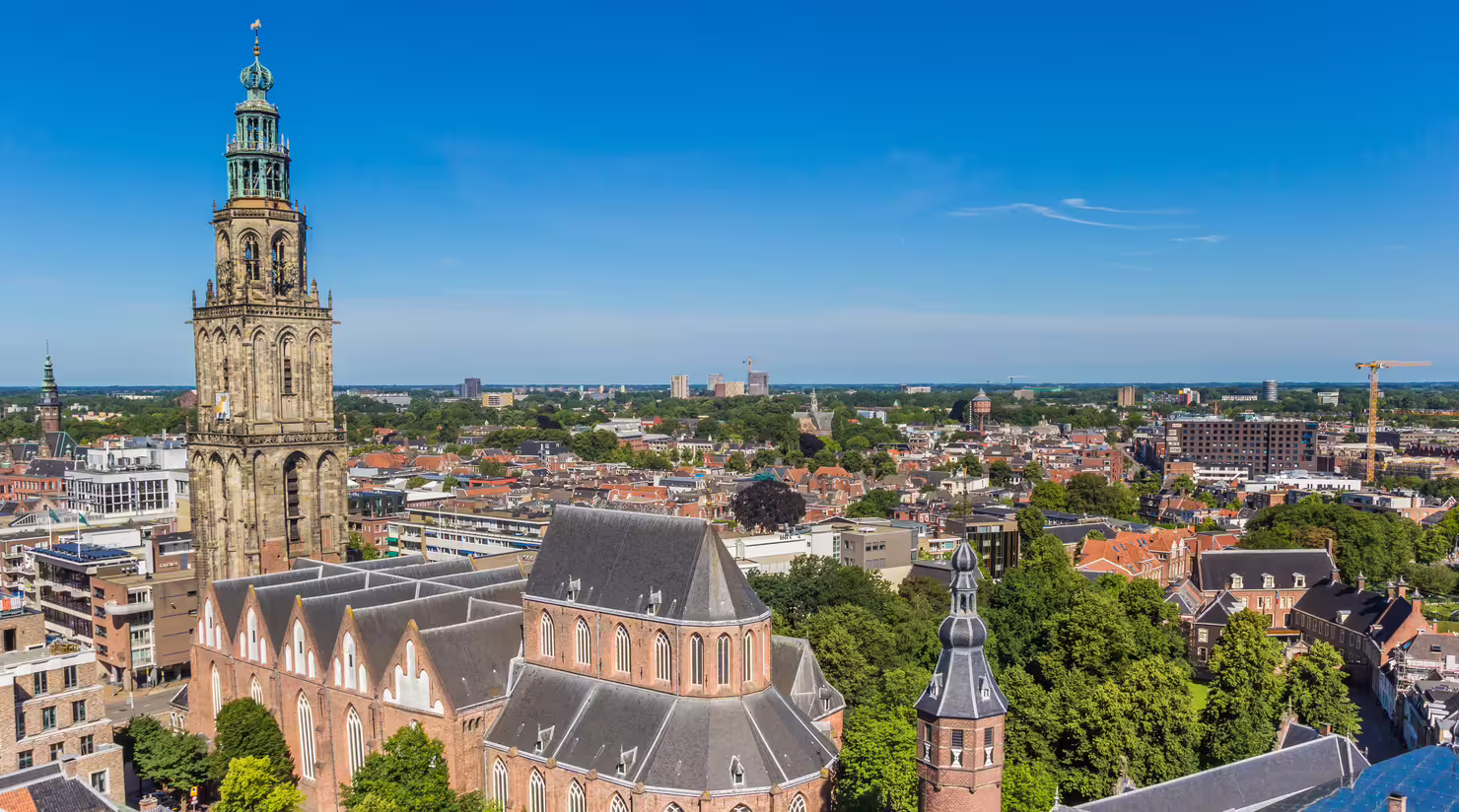 Martini Tower skyline view in Groningen, key stop on 1-day walking tour with multilingual audioguide