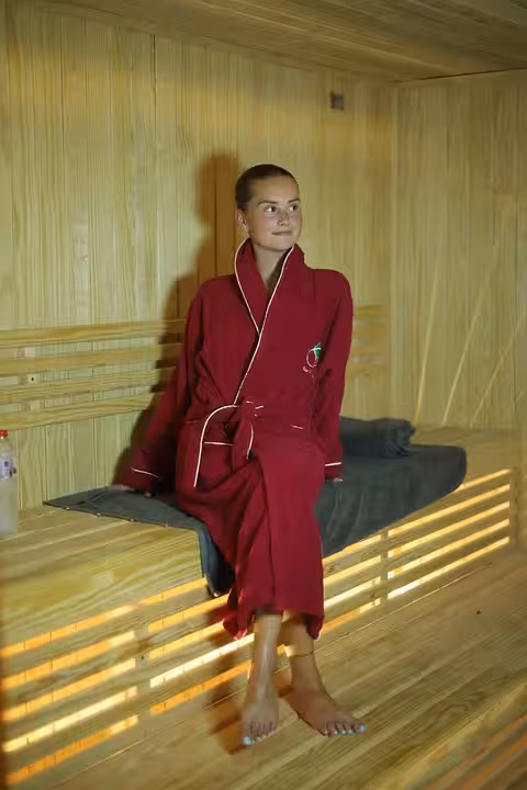 Guest in red robe relaxing in sauna during 120-minute hammam spa and massage experience in Sharm El Sheikh