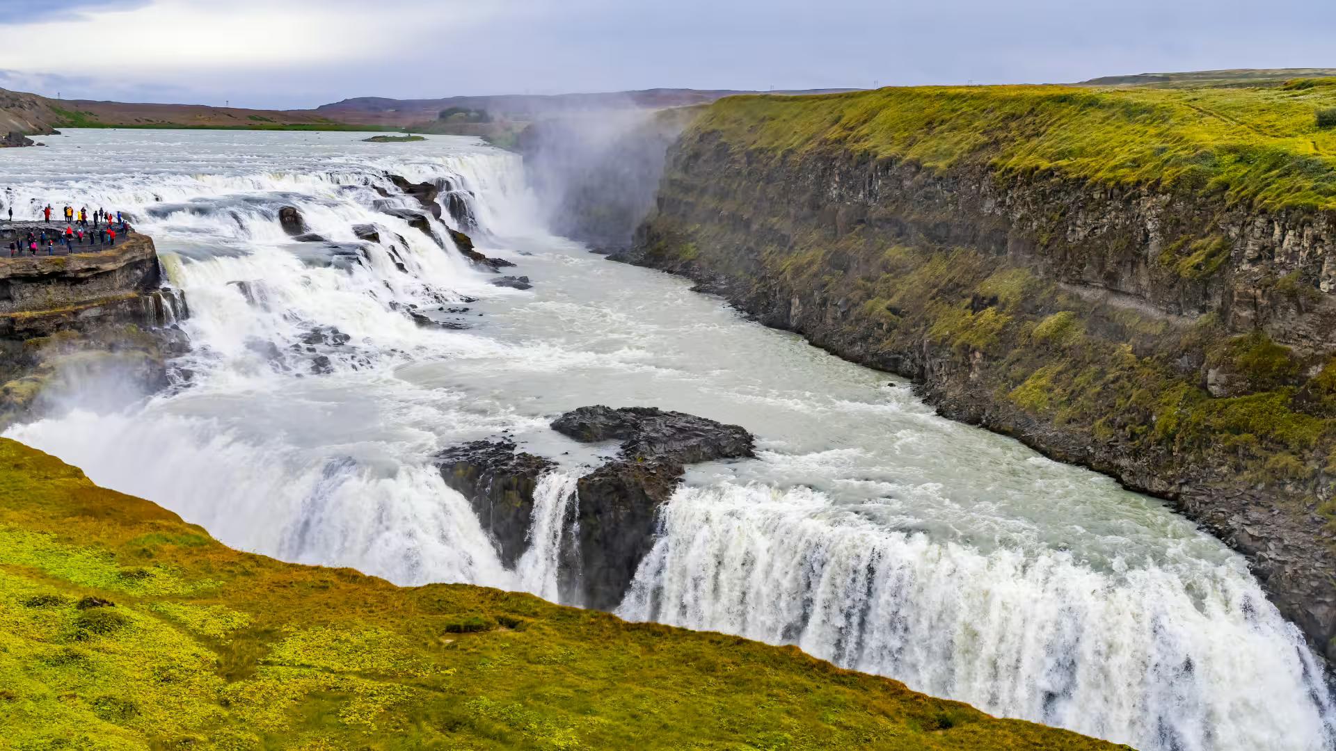 A picture of Gullfoss, one of the biggest waterfalls in Iceland. 