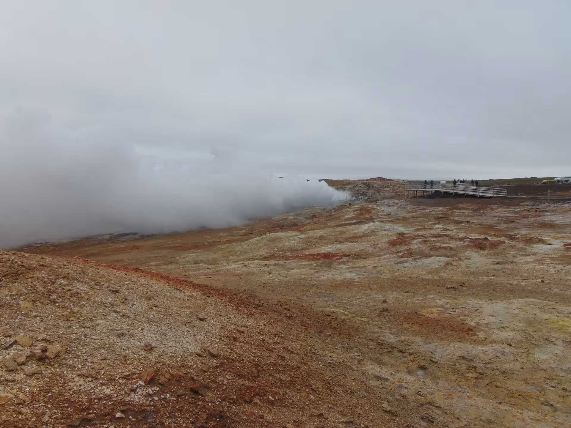 Steaming geothermal field at Gunnuhver on Reykjanes Peninsula tour from Reykjavik, Iceland