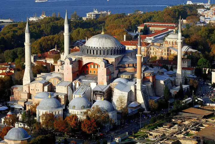 Aerial view of Hagia Sophia Istanbul on a 13-day private guided Turkey history tour with flights and 4-star stays