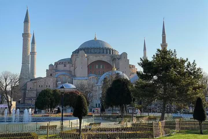Hagia Sophia in Istanbul at sunrise, highlight of 8-day mini group Turkey tour with flights and guides