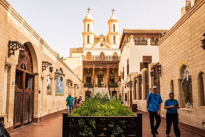 Courtyard walkway to the Hanging Church in Coptic Cairo, part of a private guided Cairo tour and Old Cairo visit