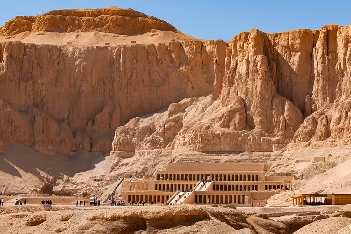 Hatshepsut Temple at Deir el-Bahari, Luxor on small-group Cairo to Luxor flight tour with guide