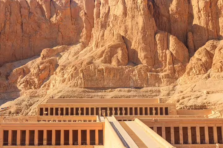 Hatshepsut Temple at Deir el-Bahari, a top stop on a private Luxor day tour from Cairo by plane