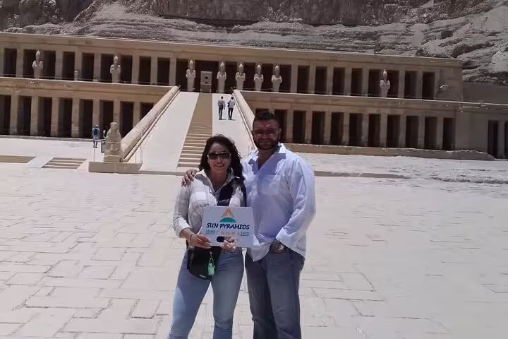 Visitors at Hatshepsut Temple Deir el-Bahari, Luxor full day tour with Karnak, Memnon and West Bank