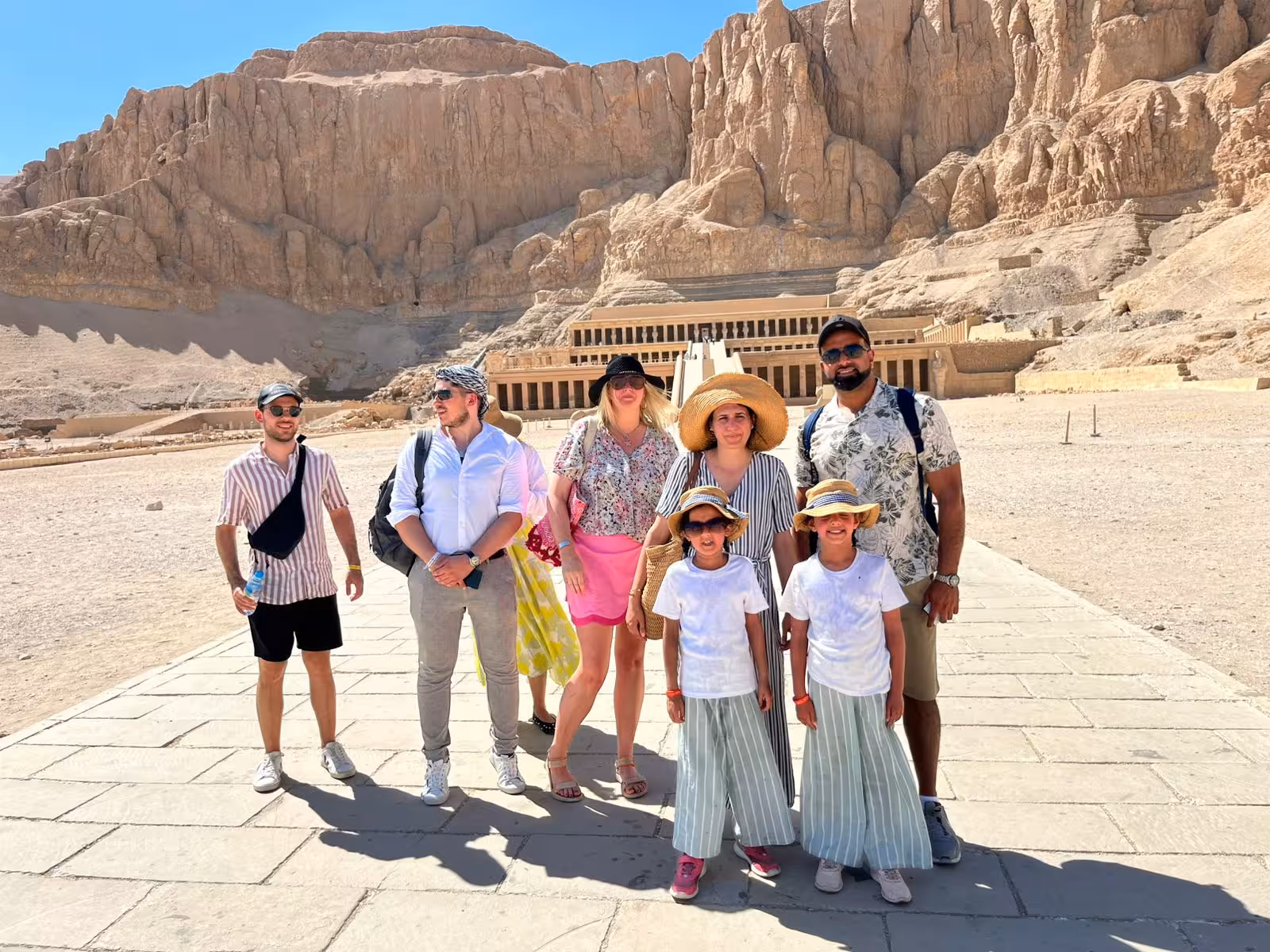 Tour group at Hatshepsut Temple in Luxor on Hurghada day trip to Valley of the Kings and Tutankhamun tomb