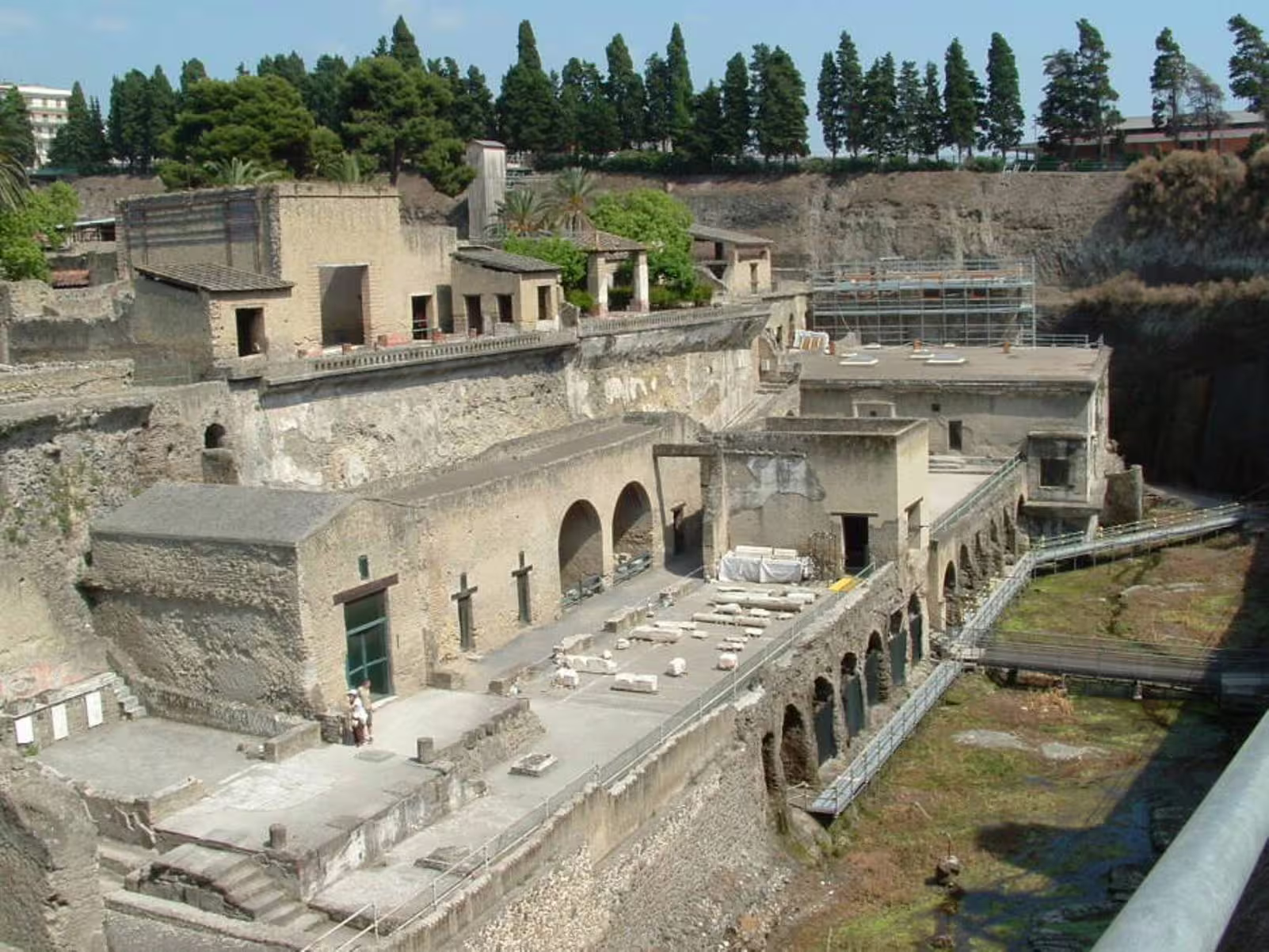 Archaeological site of Herculaneum’s preserved Roman buildings included on a private day trip from Naples to Pompeii