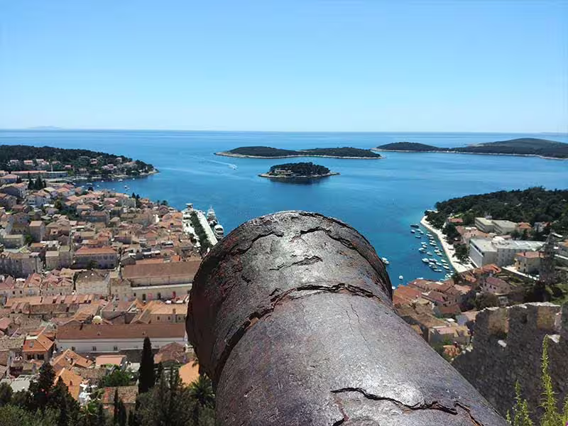 View from Hvar Fortress over Hvar Town and the Pakleni Islands, a scenic moment on a private boat tour