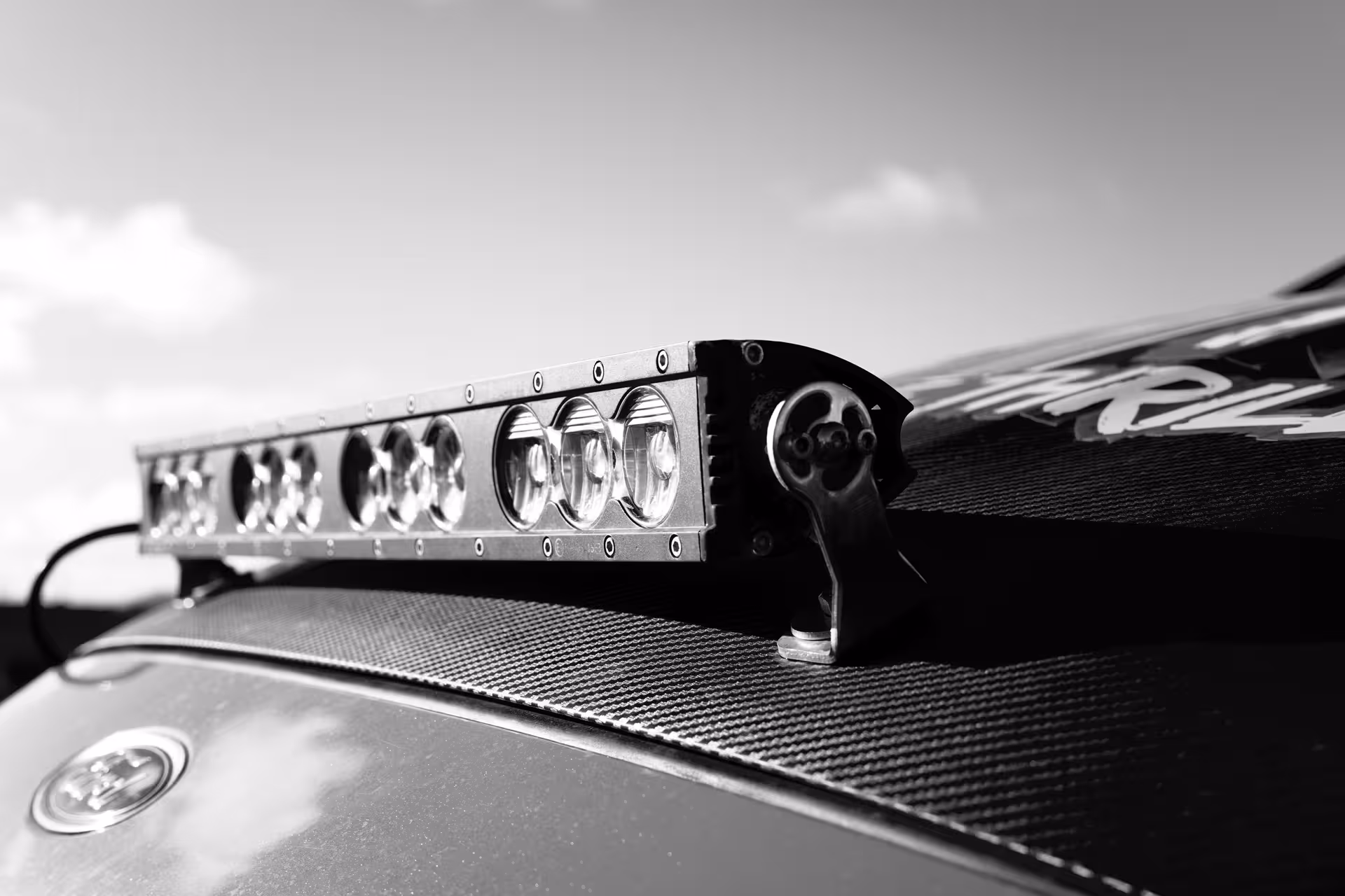 LED light bar on Iceland rally car taxi, private airport transfer vehicle ready for Keflavik pickup