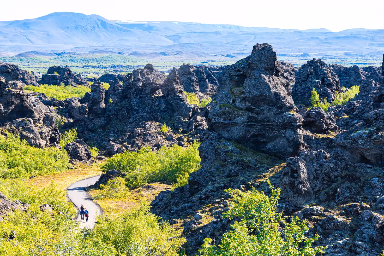 Discover the stunning lava formations and lush greenery of Dimmuborgir on the ultimate Iceland road trip adventure.