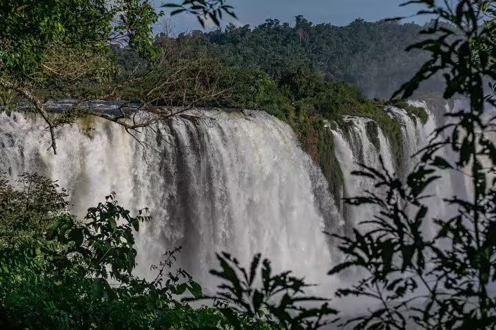Majestic view of Iguazu Falls surrounded by dense jungle, perfect for a 4-day guided adventure.