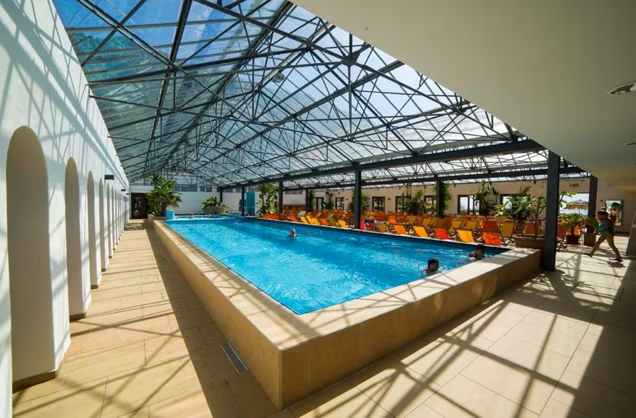 Indoor thermal pool at Ischia Poseidon Gardens, relaxing spa day ticket with convenient hotel transfer