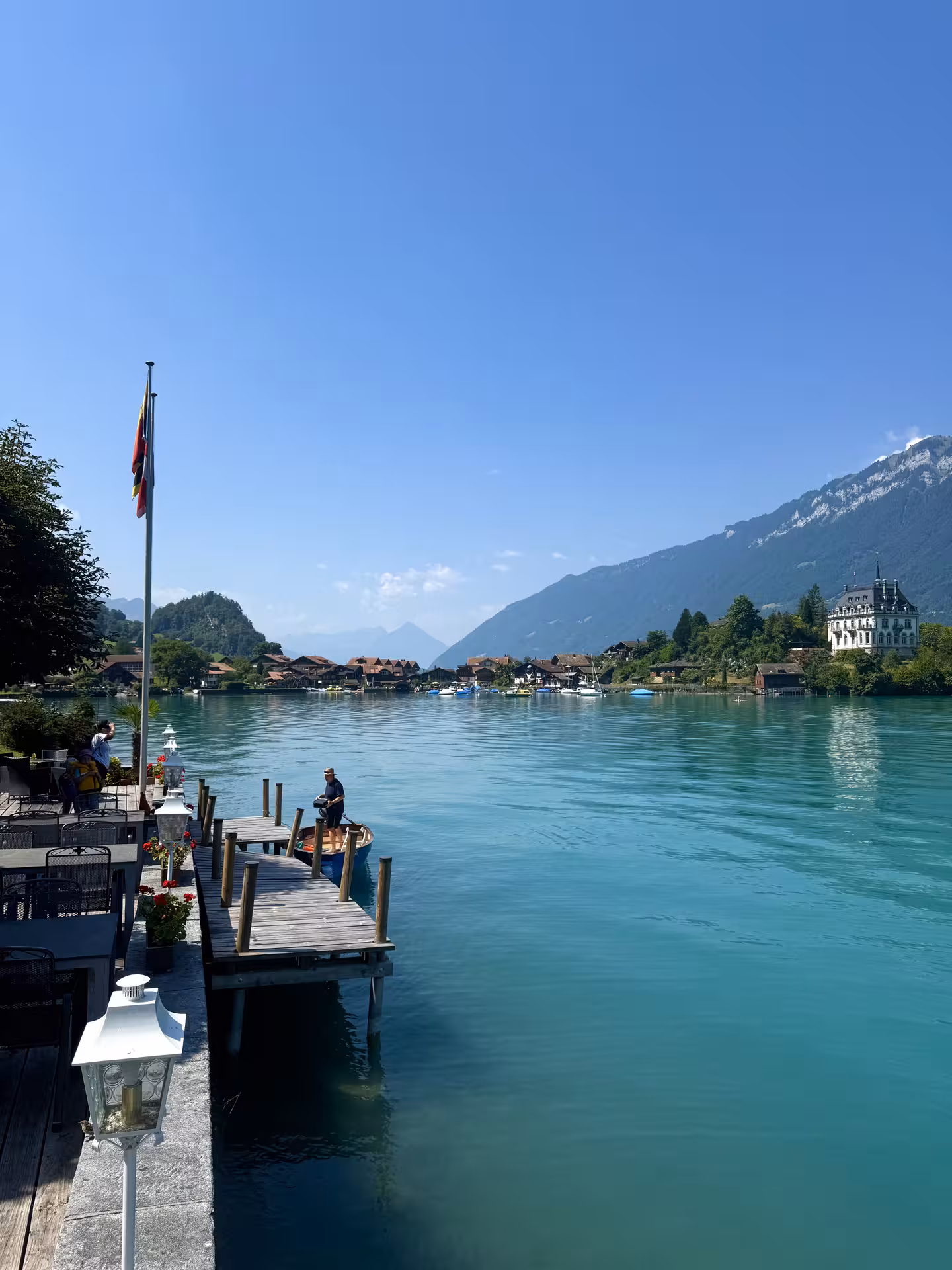 Lake Brienz waterfront in Iseltwald, Switzerland, scenic stop on the Iseltwald & Giessbach e-bike tour