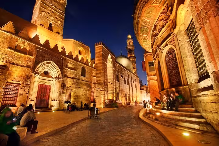 Evening walk in Islamic Cairo by Al-Azhar Mosque and historic madrasa, part of a VIP private tour itinerary