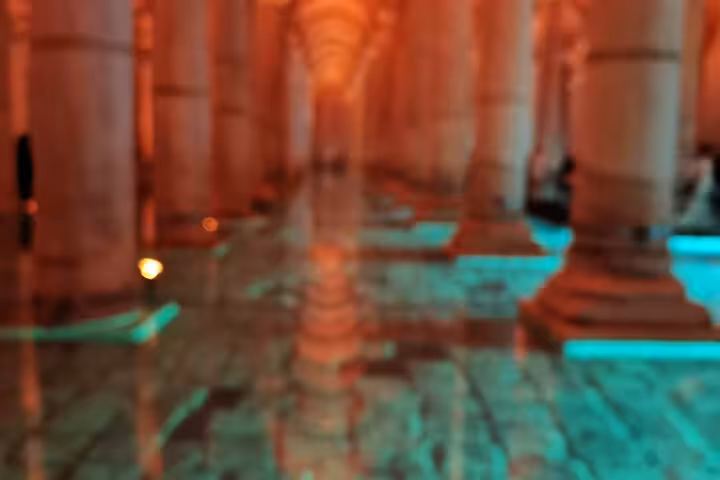 Istanbul Basilica Cistern columns and reflections, atmospheric stop on a 3 days private Turkey tour