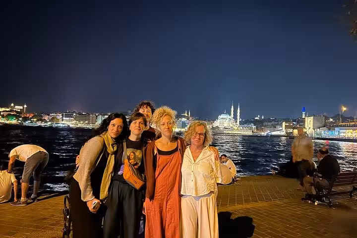 Istanbul shore excursion night view by Bosphorus, private tour from cruise port with skyline lights