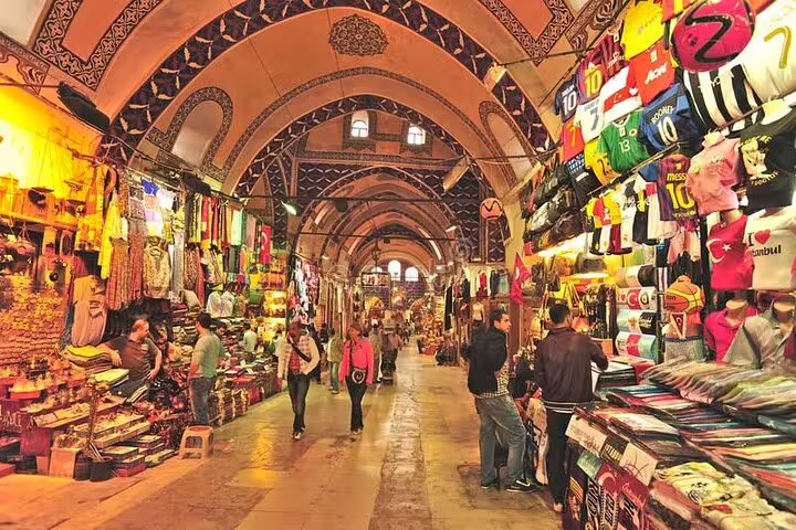 Explore vibrant stalls in Istanbul's Grand Bazaar on the skip-the-line private tour from Galata Port for cruisers.