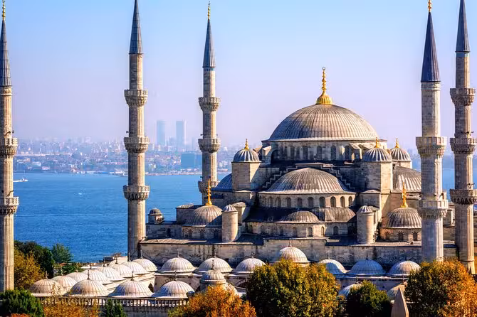 Istanbul mosque skyline with domes and minarets
