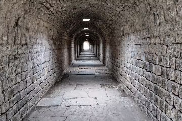 Ancient stone tunnel corridor in Asia Minor ruins on Istanbul to Seven Churches tour with 4-star stays