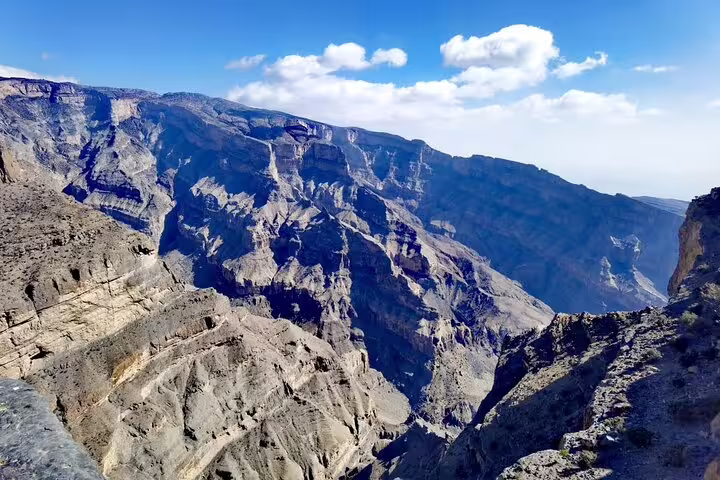 Experience breathtaking views of Jebel Shams canyon landscapes during the Private Overnight Camping Tour in Oman’s Grand Canyon.