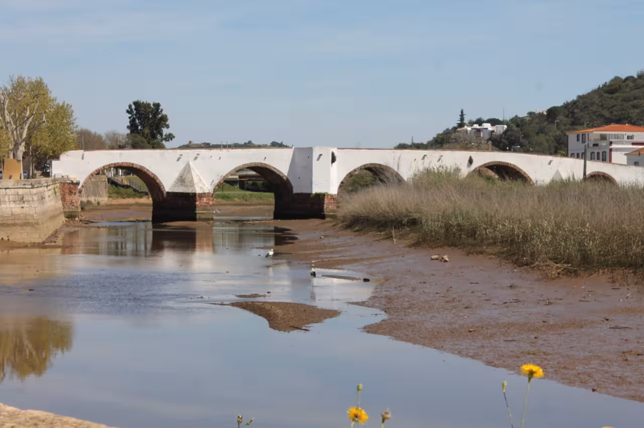 Scenic Algarve river bridge stop on Jeep Safari Coast Tour to Benagil cliffs, Portugal countryside views